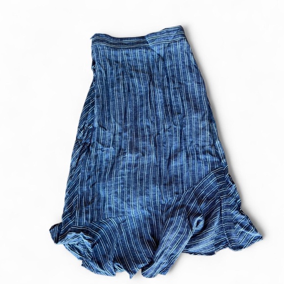 Lulu's Asymmetrical Blue Striped Ruffle Skirt XS - Picture 5 of 5
